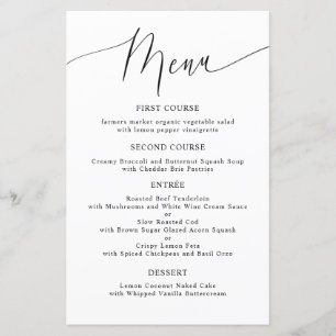 Menu du dîner Mariage minimal