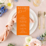 Menu du dîner Mariage minimaliste moderne orange v<br><div class="desc">Conçu pour coordonner avec pour la collection de Faire-part de mariage "brillantes". Pour modifier les détails, cliquez sur "Détails". Pour déplacer le texte ou modifier la taille, la police ou la couleur, cliquez sur "Modifier à l'aide de l'outil de conception". Voir le lien de collection sur cette page pour voir...</div>