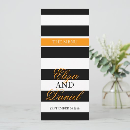 Menu du dîner mariage noir et blanc (Debout devant)