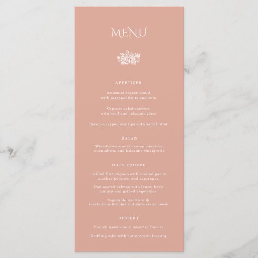 Menu du dîner Mariage Norwich (Devant)