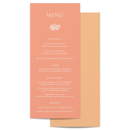 Menu du dîner Mariage Norwich