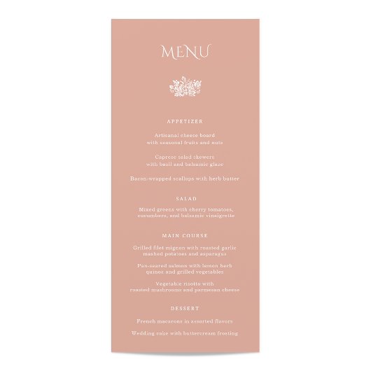 Menu du dîner Mariage Norwich