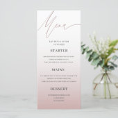 Menu du dîner Mariage or Rose simple (Debout devant)