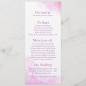 Menu du dîner mariage orchidée rayonnante stylisée (Dos)