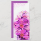 Menu du dîner mariage orchidée rayonnante stylisée (Devant / Derrière)