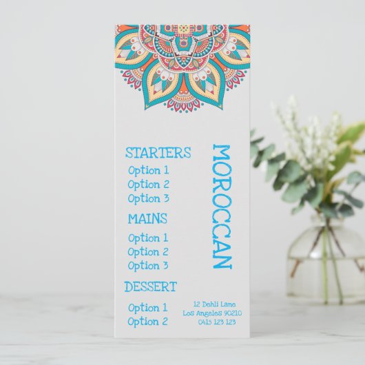 Menu du dîner marocain (Debout devant)