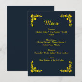 Menu du dîner Regal Contrast Midnight Blue & Gold (Devant / Derrière)