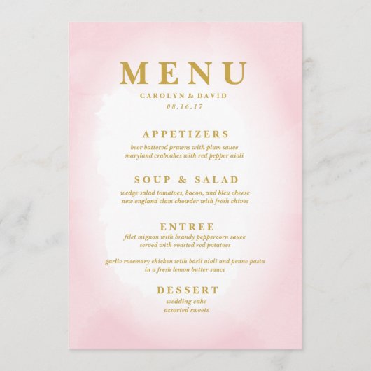 Menu du dîner rose moderne (Devant)