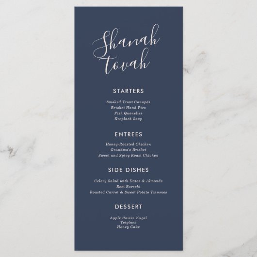 Menu Du Dîner Rosh Hashanah Moderne Simple (Devant)