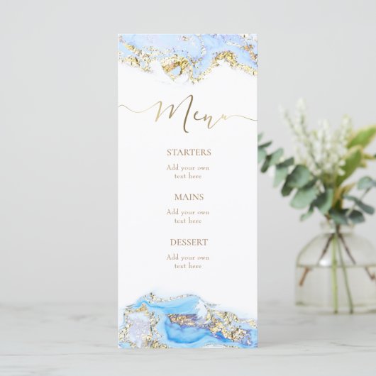 Menu du marbre fluide à l'encre bleue (Debout devant)