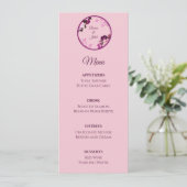 Menu du Mariage à anneaux florales pourpre (Debout devant)