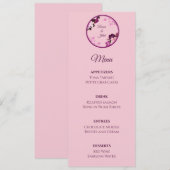 Menu du Mariage à anneaux florales pourpre (Devant / Derrière)