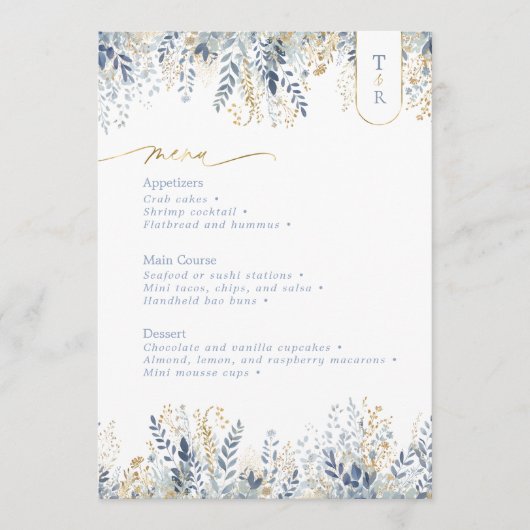 Menu du Mariage à fleurs doux ID1045 (Devant)