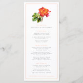 Menu du mariage à l'aquarelle orange rose de thé h (Devant)