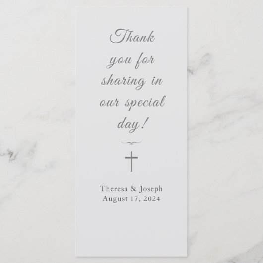 Menu du Mariage blanc tout simplement catholique (Dos)