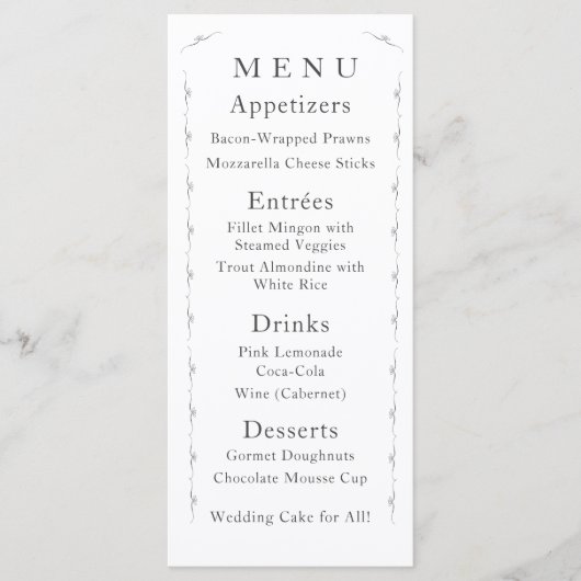 Menu du Mariage blanc tout simplement catholique (Devant)