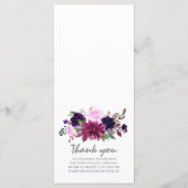 Menu du Mariage Boho Floral Lavender violet (Dos)