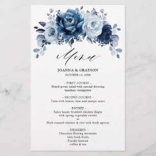 Menu du Mariage botanique de la marine d'ardoise b