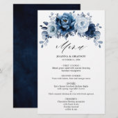 Menu du Mariage botanique de la marine d'ardoise b (Devant / Derrière)