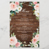 Menu du Mariage botanique en bois rustique (Devant)
