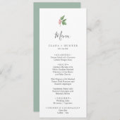 Menu du Mariage Christmas Greenery & Red Berry Men (Devant / Derrière)