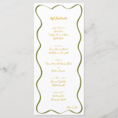 Menu du Mariage de bordure incurvée vert Jaune (Devant)