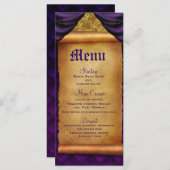 Menu du Mariage de défilement Royal Purple Gold Dr (Devant / Derrière)