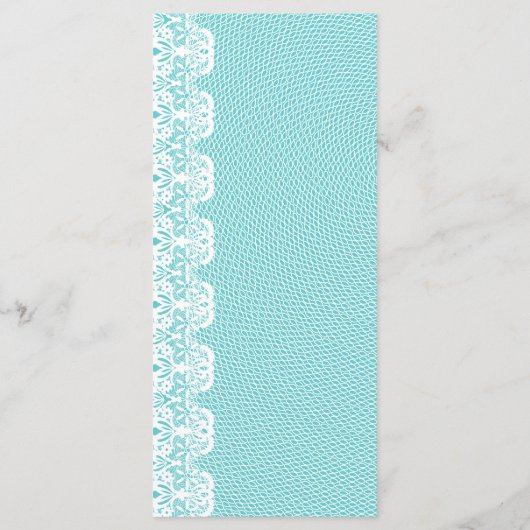 Menu du Mariage de dentelle Turquoise Tiffany (Dos)