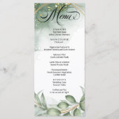 Menu du Mariage de feuillage moderne Vert Or (Devant)