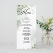 Menu du Mariage de feuillage moderne Vert Or (Debout devant)