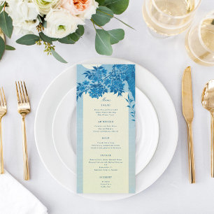 Menu du Mariage de fleurs de cerisier bleu japonai