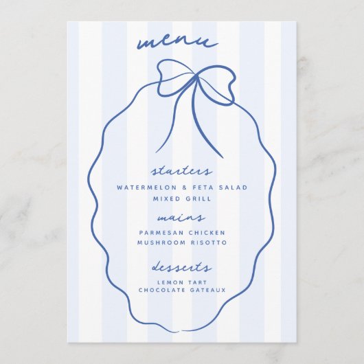 Menu du Mariage de la  de la béquille bleue (Devant)