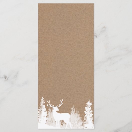 Menu du Mariage de Noël des cerfs en papier Kraft (Dos)