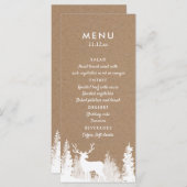 Menu du Mariage de Noël des cerfs en papier Kraft (Devant / Derrière)