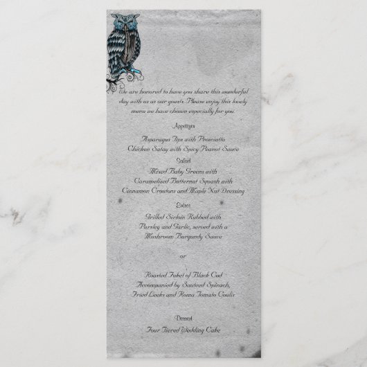 Menu du Mariage de puceron gothique bleu (Devant)