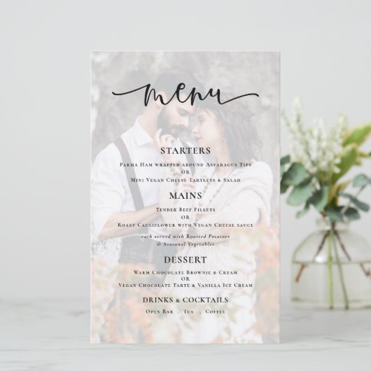 Menu du Mariage de script de Arrière - plan de pho (Debout devant)