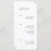 Menu du Mariage du dîner vertical ultra-minimalist (Devant / Derrière)