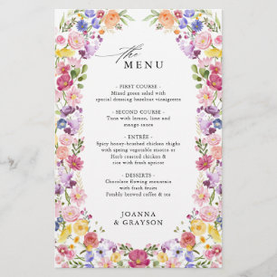 Menu du Mariage du Fleur sauvage de printemps colo