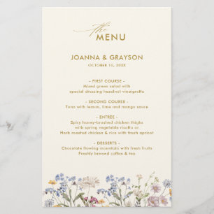 Menu du Mariage du Fleur sauvage de printemps colo
