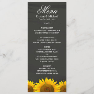 Menu du Mariage du tableau de bord des tournesols