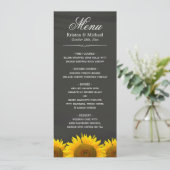Menu du Mariage du tableau de bord des tournesols  (Debout devant)