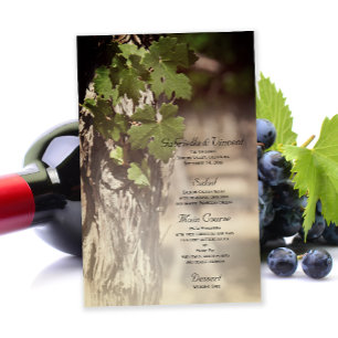 Menu du Mariage du vignoble Feuille