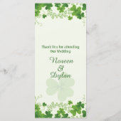 Menu du Mariage feuille shamrock irlandais (trèfle (Dos)