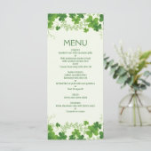 Menu du Mariage feuille shamrock irlandais (trèfle (Debout devant)