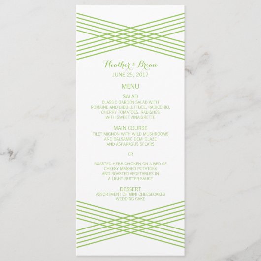 Menu du Mariage Green Modern Deco (Devant)