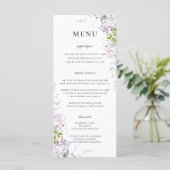 Menu du Mariage Lilac Purple Floral (Debout devant)