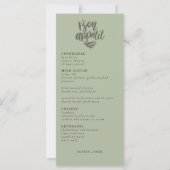 Menu du Mariage minimaliste moderne Sage Green (Devant)