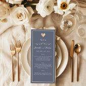 Menu du Mariage moderne minimal Marine Blue Heart