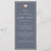 Menu du Mariage moderne minimal Marine Blue Heart (Devant)