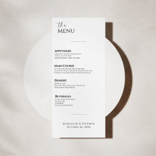 Menu du Mariage moderne noir et blanc